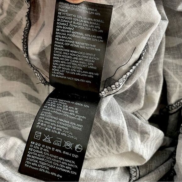 Anna Glover x H & M Floral Bee Print Linen Blend Jumpsuit Black White Size 6 - Picture 10 of 12